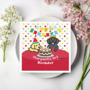 Guardanapo De Papel Aniversário dos Labradores Pretos e Amarelos Perso