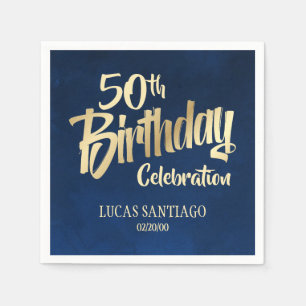 Guardanapo De Papel Aniversário Dourado Marinho masculino