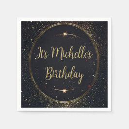 Guardanapo De Papel Aniversário Dourado Preto e Preto