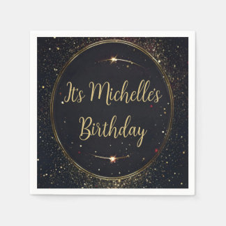 Guardanapo De Papel Aniversário Dourado Preto e Preto