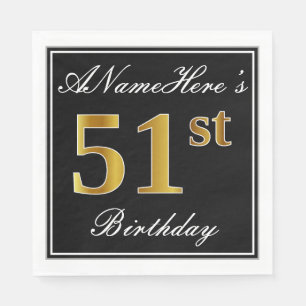 Guardanapo De Papel Aniversário Elegante, Faux Dourado 51rua + Nome P