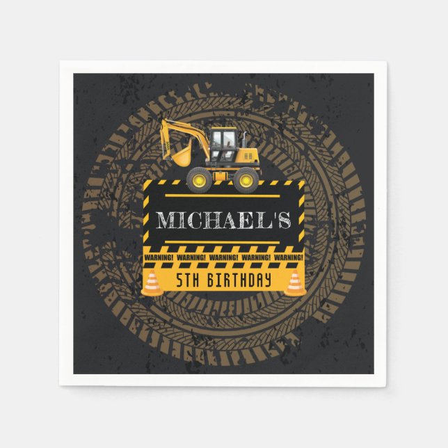 Guardanapo De Papel Aniversário em Construção Personalizado (Frente)