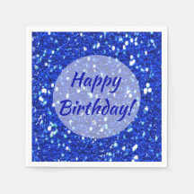 Aniversário Feliz Azul Real Brilhante