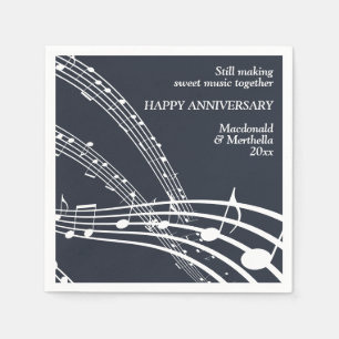 Guardanapo De Papel Aniversário feliz da MÚSICA Negra Azul Moderna