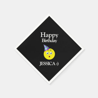 Guardanapo De Papel Aniversário Feliz de Branco Amarelo Negro Emoji