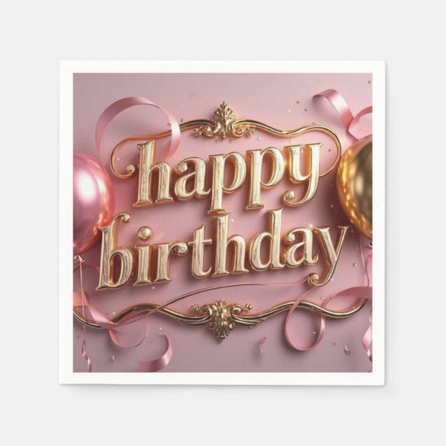 Guardanapo De Papel Aniversário feminino luxuoso elegante extravagante (Frente)