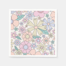 Guardanapo De Papel Aniversário Floral Retro Groovy