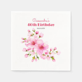 Guardanapo De Papel Aniversário Floral Rustic Pink Cherry Blossom Saku