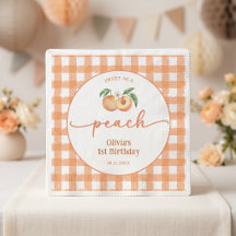 Aniversário Gingham Doce Como Um Pêssego