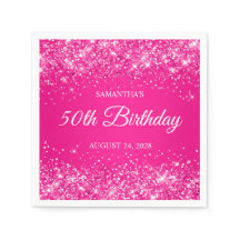 Aniversário Glittery Hot Pink 50th