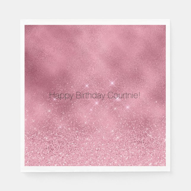 Guardanapo De Papel Aniversário Glitz Rosa (Frente)