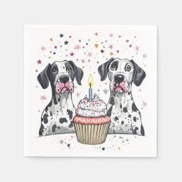 Guardanapo De Papel Aniversário, Grande Cupcake de Cães Dane