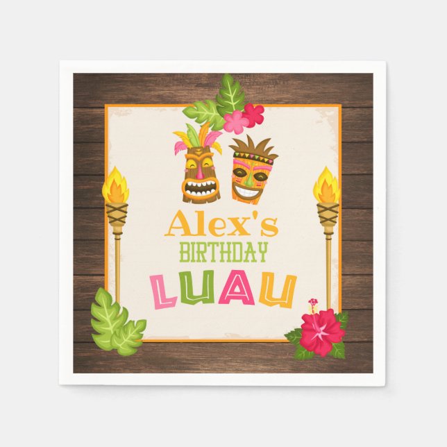Guardanapo De Papel Aniversário Luau Paper Napkins - Garoto (Frente)