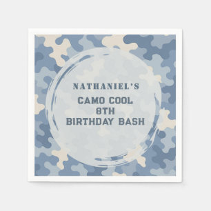 Guardanapo De Papel Aniversário Militar Azul Camo   Partido do Exércit