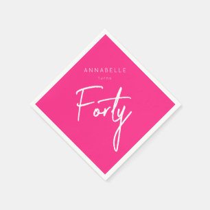 Guardanapo De Papel Aniversário moderno 40º Quadragésimo rosa