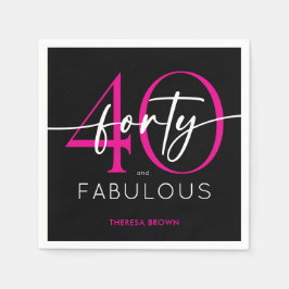 Guardanapo De Papel Aniversário Moderno Minimalista Rosa Quarenta Fabu