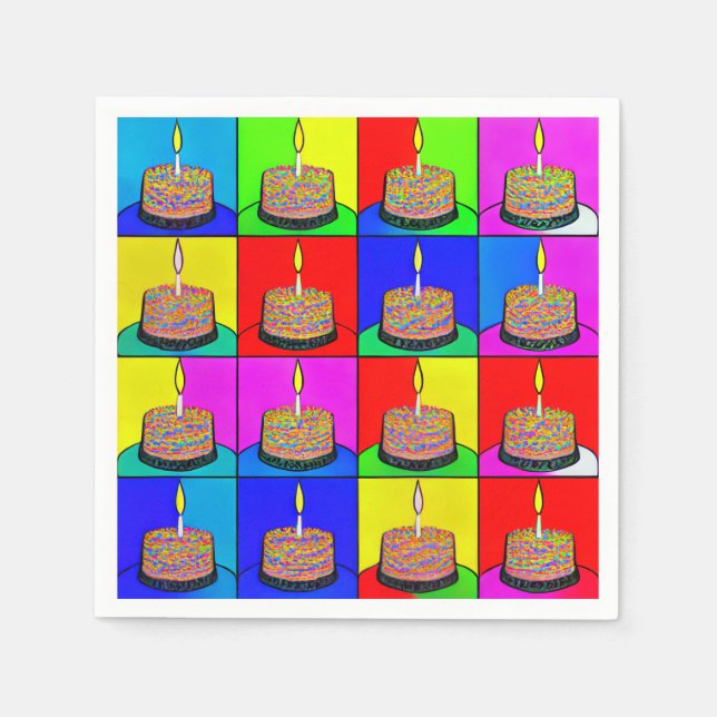 Guardanapo De Papel Aniversário Napkins com Design de Bolo (Frente)