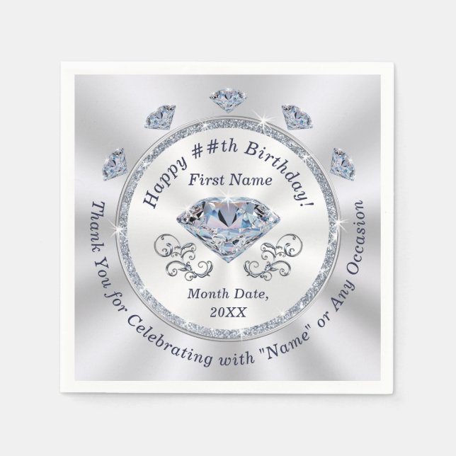 Guardanapo De Papel Aniversário Napkins Personalizado, Cocktail ou 3 T (Frente)