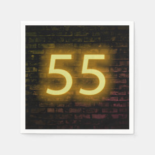 Guardanapo De Papel Aniversário Neon 55 - Sinal no Muro de Brick