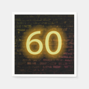 Guardanapo De Papel Aniversário Neon 60 Sinal no Muro de Brick