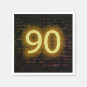 Guardanapo De Papel Aniversário Neon 90 Sinal no Muro de Brick