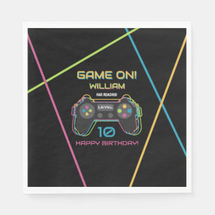 Guardanapo De Papel Aniversário Neon de Jogos de Vídeo para Adolescent