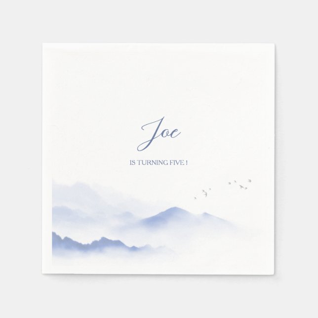 Guardanapo De Papel Aniversário neutro entre as montanhas azuis (Frente)
