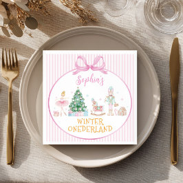 Guardanapo De Papel Aniversário Nutcracker Pink Winter Onederland