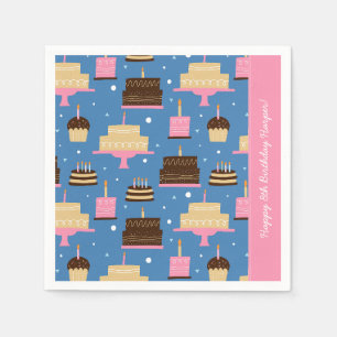 Guardanapo De Papel Aniversário Padrão de Bolo Nome Personalizado + Sa
