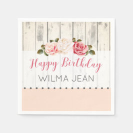 Guardanapo De Papel Aniversário Personalizado Da Madeira chique Rosa R