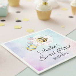 Guardanapo De Papel Aniversário Personalizado da Sweet Bee Primeiro 