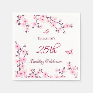 Guardanapo De Papel Aniversário Personalizado de Cerejeira Blossom Ros