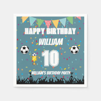 Guardanapo De Papel Aniversário Personalizado de Futebol para Meninos