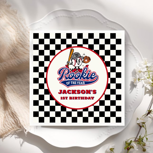 Guardanapo De Papel Aniversário Personalizado Do Ano Do Baseball (Criador carregado)