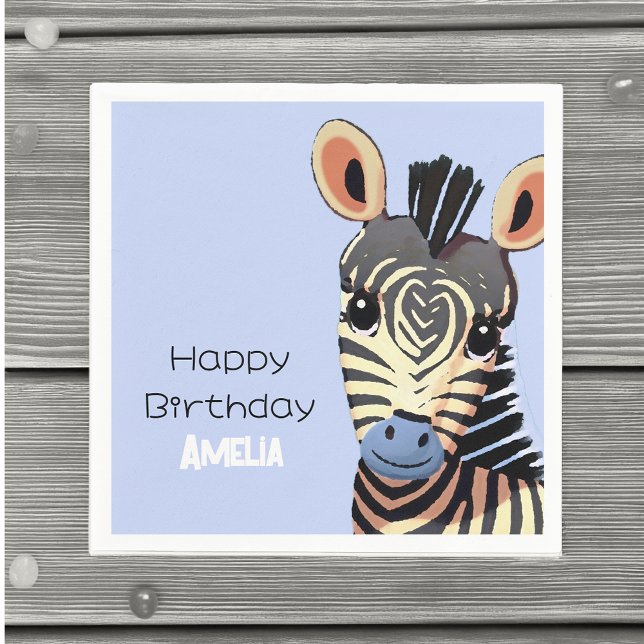 Guardanapo De Papel Aniversário Personalizado do Bebê Zebra (Criador carregado)