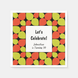 Guardanapo De Papel Aniversário Personalizado do Padrão Retroativo de 