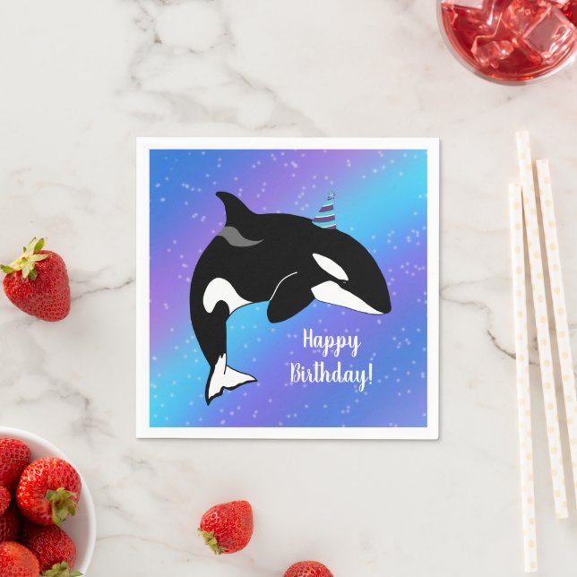 Guardanapo De Papel Aniversário Personável da Baleia Assassina Orca (Insitu)