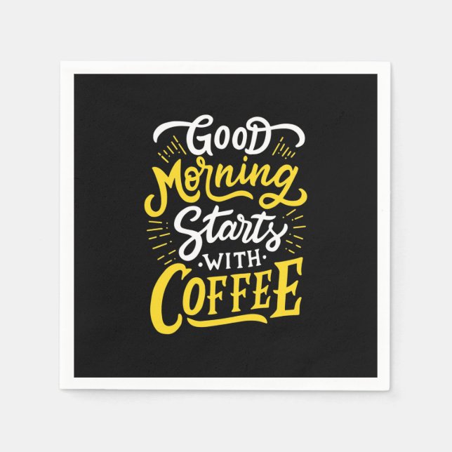 Guardanapo De Papel Aniversário Presente Bom Dia Comece Com Café (Frente)