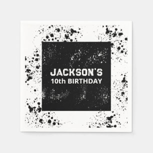 Guardanapo De Papel Aniversário Preto e Branco com respingos de tinta