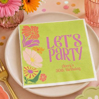 Guardanapo De Papel Aniversário Retro Groovy | Aniversário Retro Groov