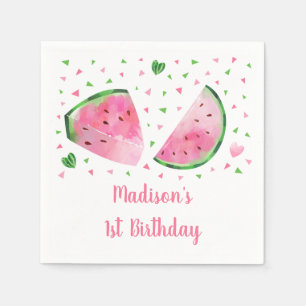 Guardanapo De Papel Aniversário Rosa e Verde da Melancia Gelada
