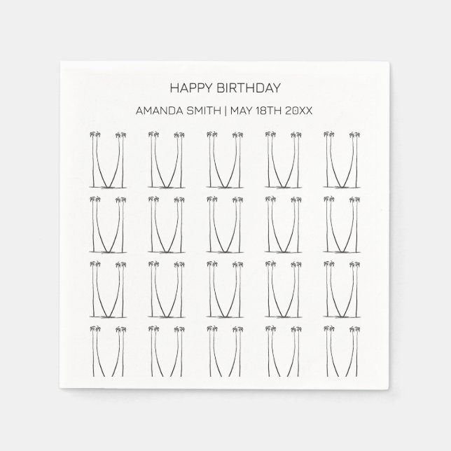 Guardanapo De Papel Aniversário, Silhueta Personalizada de Coqueiros (Frente)