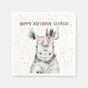 Guardanapo De Papel Aniversário simples moderno do animal de partido