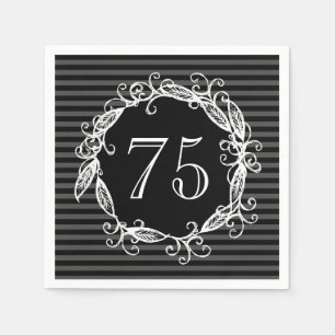 Guardanapo De Papel Aniversário Swirly cinzento preto branco do 70 da