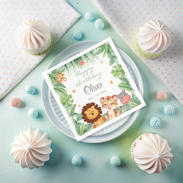 Guardanapo De Papel Aniversário Tropical de Animais Selvagens Selvagen (Criador carregado)
