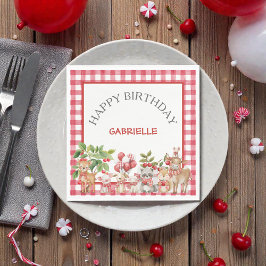 Guardanapo De Papel Aniversário Vermelho de Xadrez da Primeira Cereja 