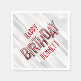 Guardanapo De Papel Aniversário Vermelho Moderno Adulto