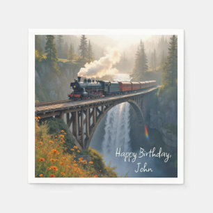 Guardanapo De Papel Aniversário Vintage Locomotiva a Vapor em Trestage