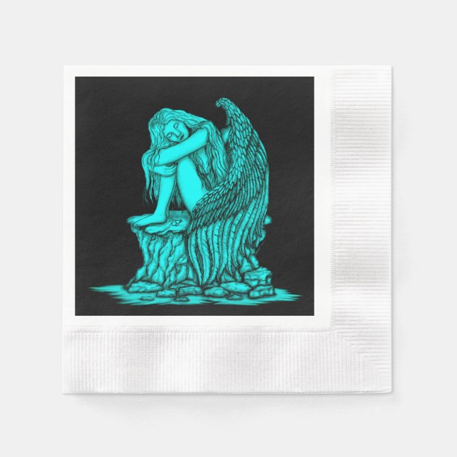 Guardanapo De Papel Anjo dormindo na pedra (Frente)