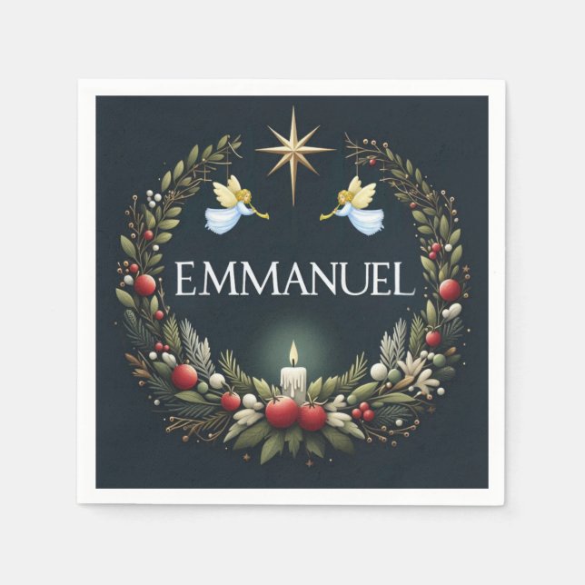 Guardanapo De Papel Anjos de Natal Emmanuel (Frente)